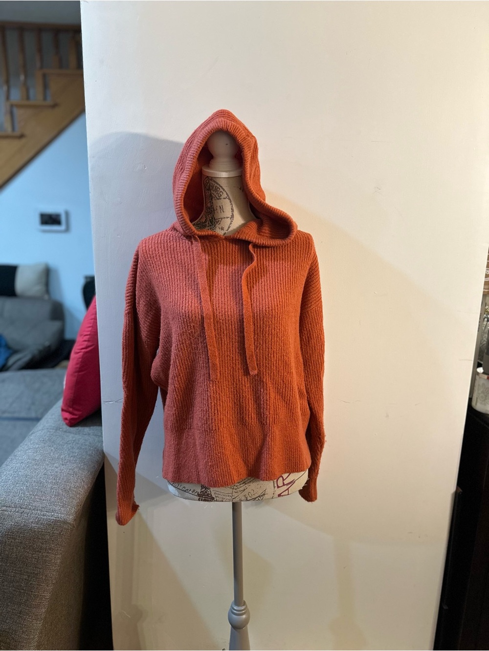 Lucky Brand Chunky Hooded Knit Sweater in Burnt Orange
